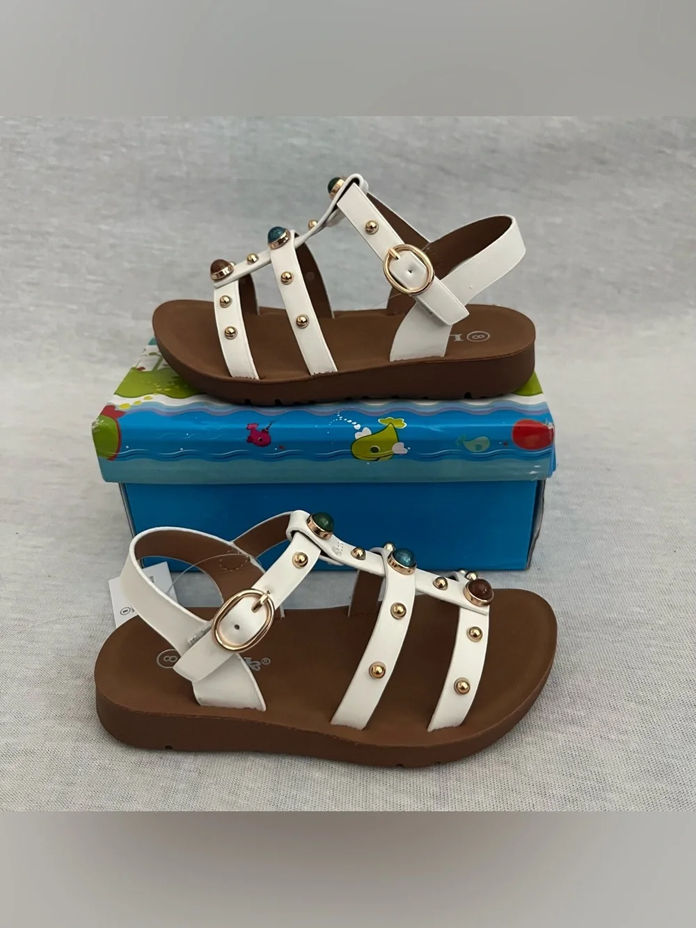 Link Wonderous White Studded Gladiator Sandals